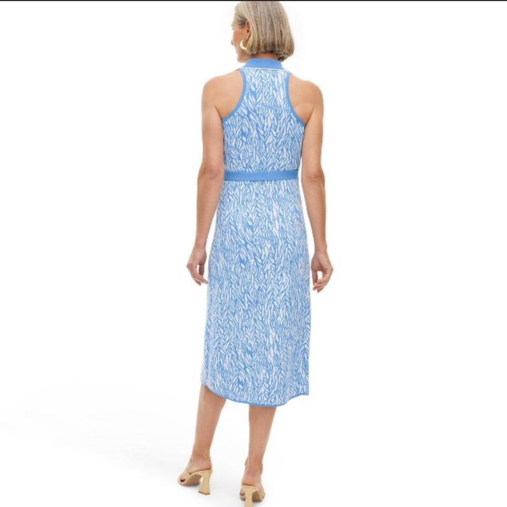 Diane Von Furstenberg Blue and White Midi Dress - Picture 2 of 2